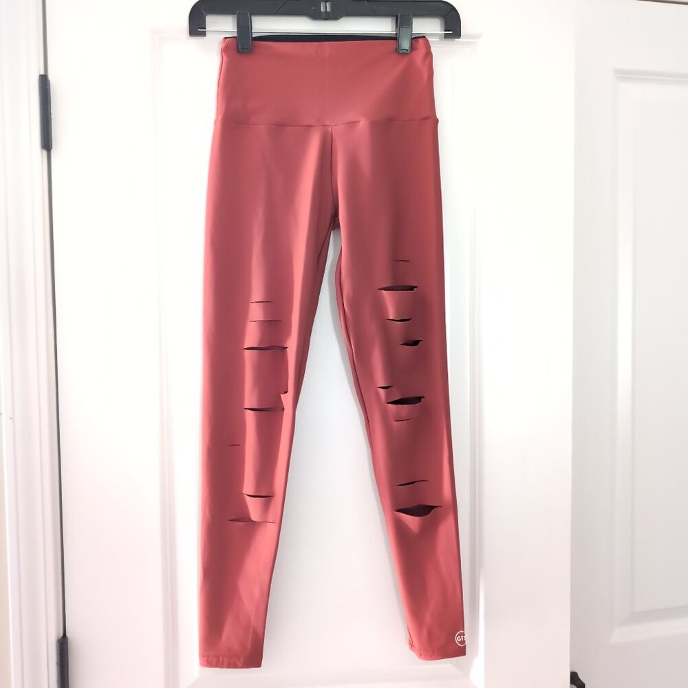 GTS Greater Than Sports Cut Out Leggings XS Orange Made in the USA